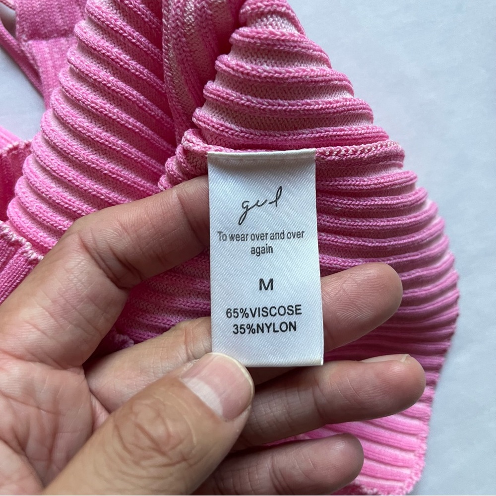 Pink Ribbed Tank Top Geel - Picture 5 of 5